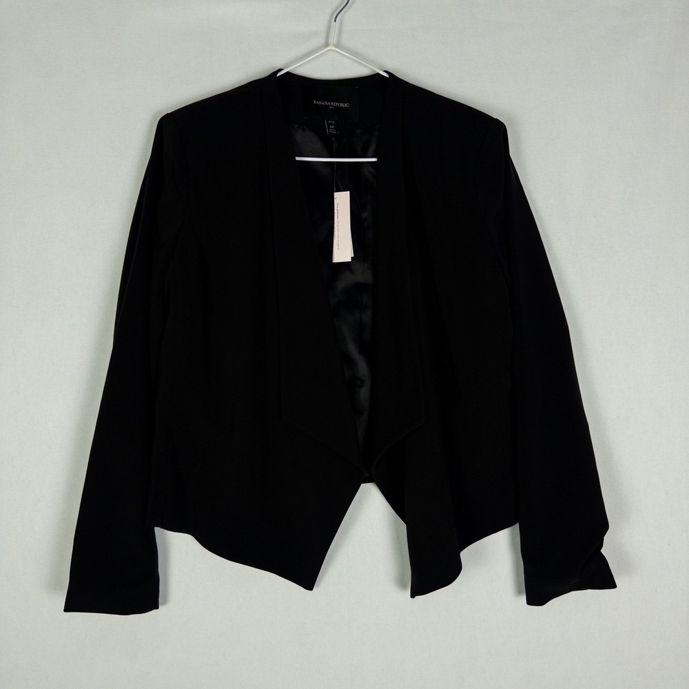 Banana Republic Open Front Blazer Womens 6P Petite Black Lined Workwear Minimali